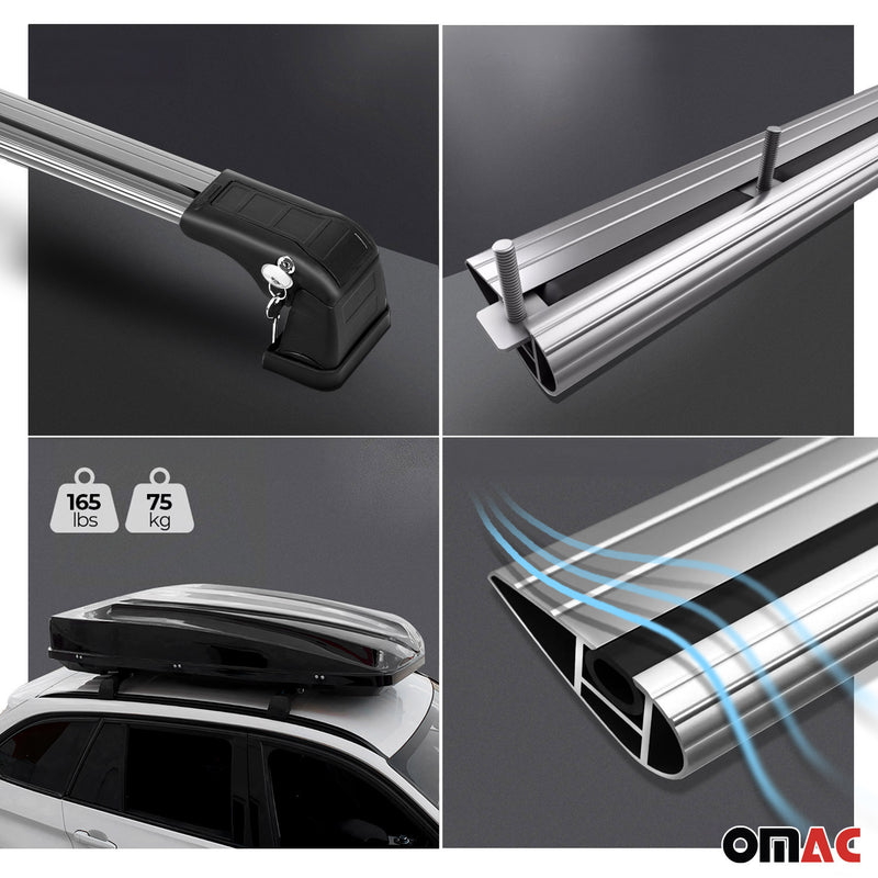 Dachträger Grundtäger für Dacia Dokker 2012-2021 75kg  Silber Aluminium 2tlg