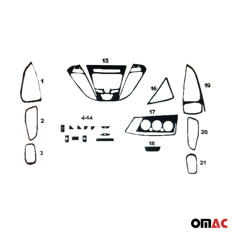 Decorazione interna abitacolo per Ford Tourneo Custom 2012-2024 effetto carbonio 22 pezzi 