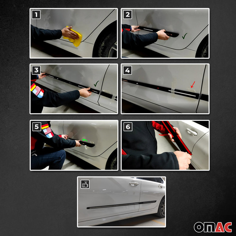 Striscia laterale per porta, strisce di protezione per porta per Citroen C4 ABS Cromo Nero 4x 