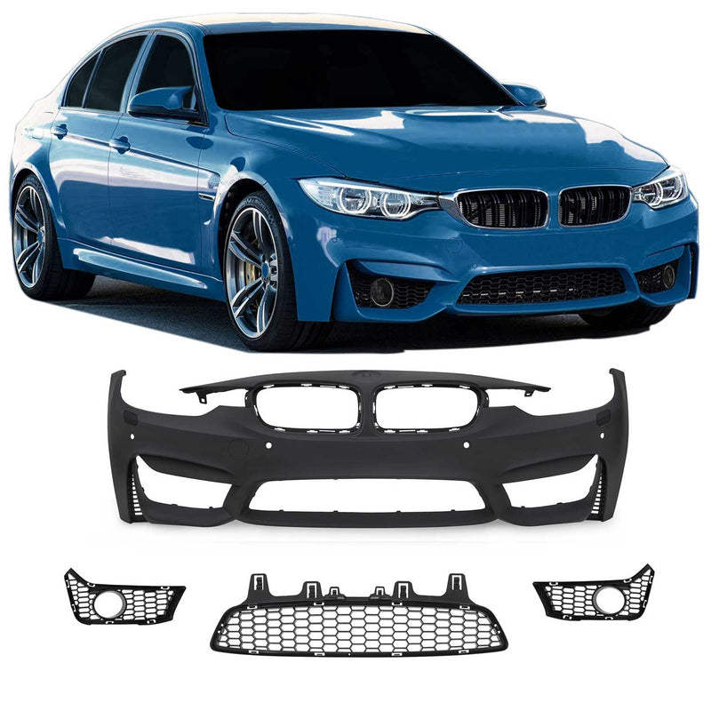Paraurti anteriore JOM per BMW F30 incl. LCI 2011-2019 SRA + PDC Nero
