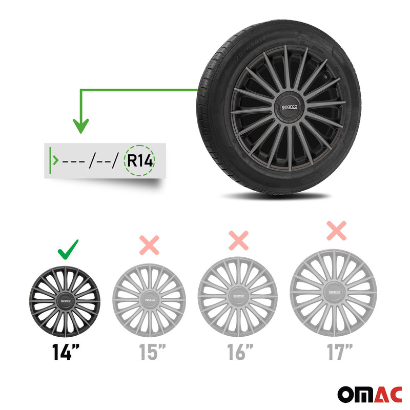 Coprimozzi Sparco 14 pollici Treviso Nero Grigio 4 pezzi