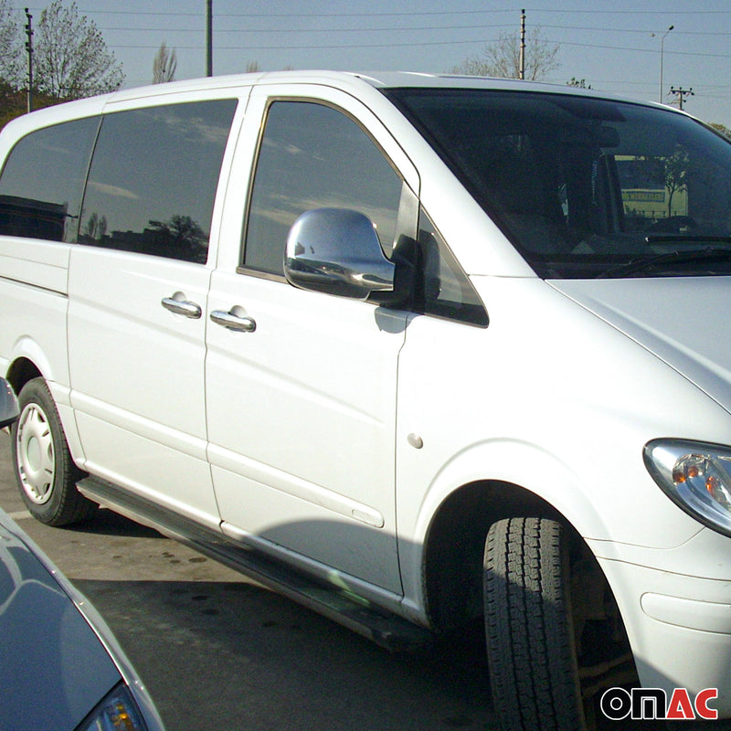 Calotte specchietti retrovisori per Mercedes Vito W639 2003-2010 in acciaio inox argento