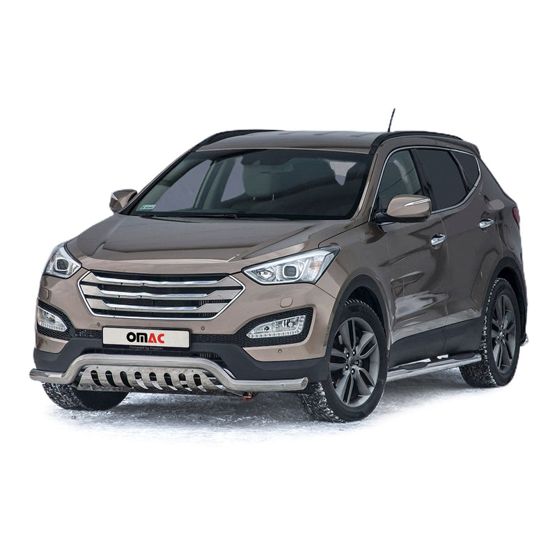 Barra di protezione anteriore in acciaio inox per Hyundai Santa Fe 2012-2018 con ABE Silver 