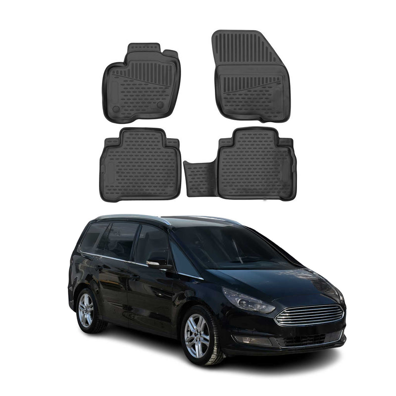 Tappetini Ford S-Max Galaxy 2015-2024 in TPE nero, 4 pezzi