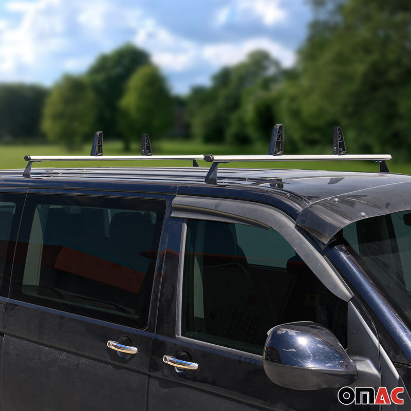 Set 2 barre portatutto + portascala per VW T5 Transporter Caravelle 2003-2015 Grigio