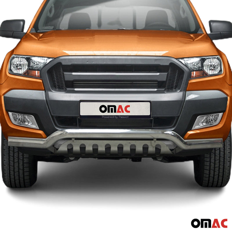 Barra di protezione anteriore per Ford Ranger 2016-2022 con ABE acciaio argento 