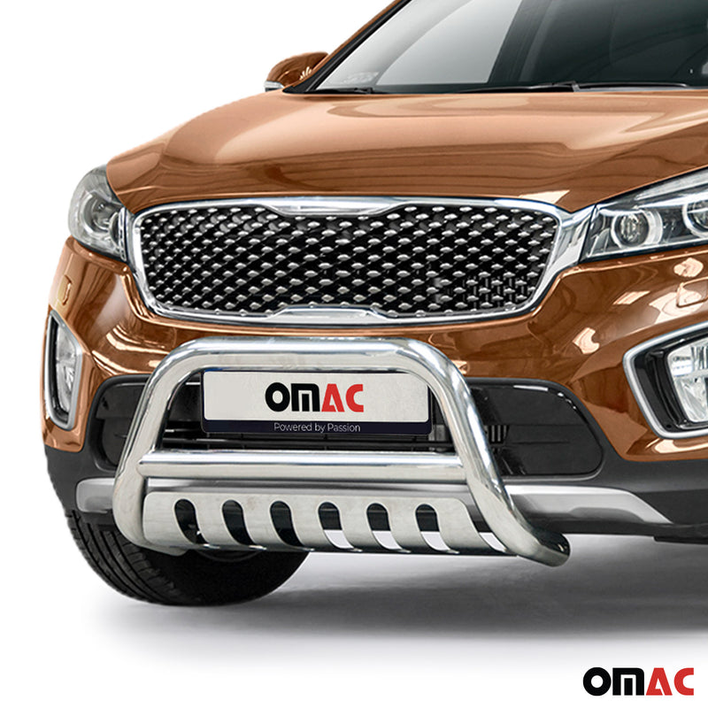 Protezione anteriore per Kia Sorento 2015-2018 con ABE in acciaio inox argento 