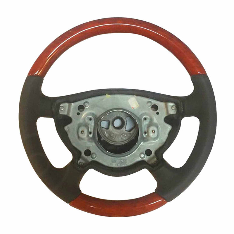 Volante per Mercedes W211 S211 in pregiato legno di olmo rosso, rivestimento in vera pelle nera