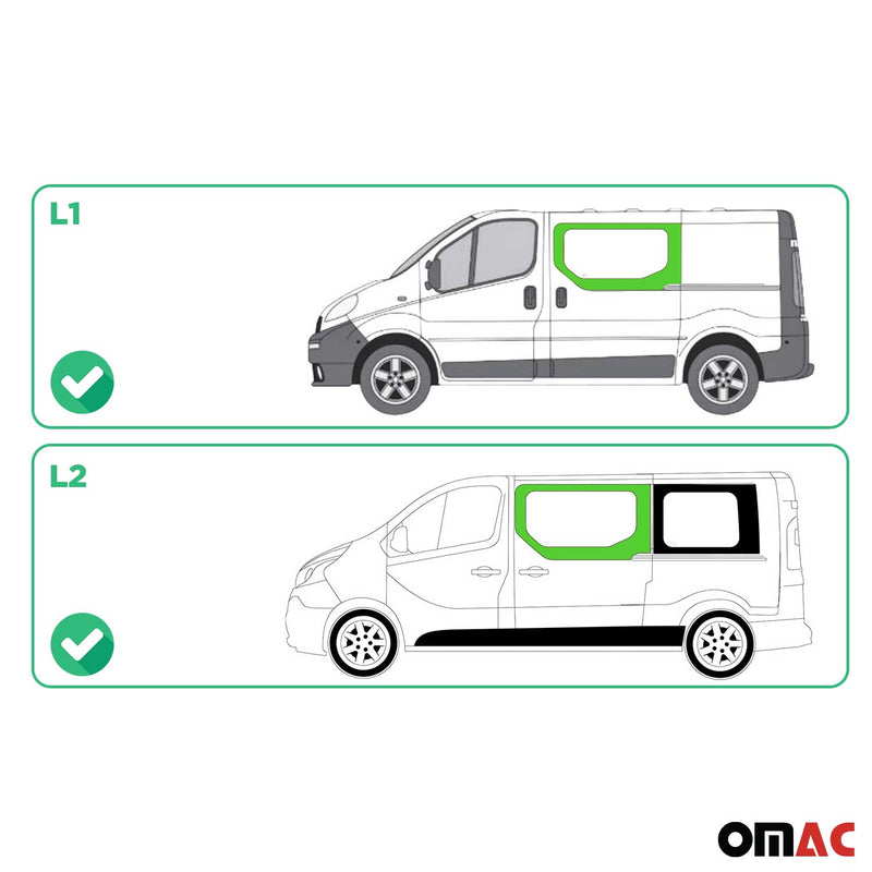 Finestrino laterale per Renault Trafic 2001-2014 Nero Finestrino Auto Sinistro L1 L2