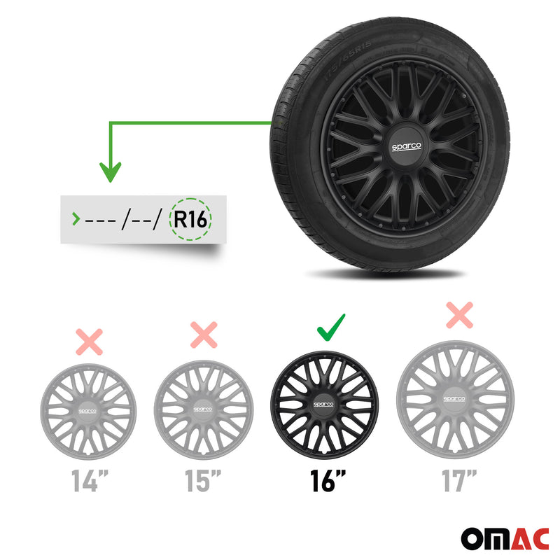 Coprimozzi Sparco 16 pollici Roma Nero 4 pezzi
