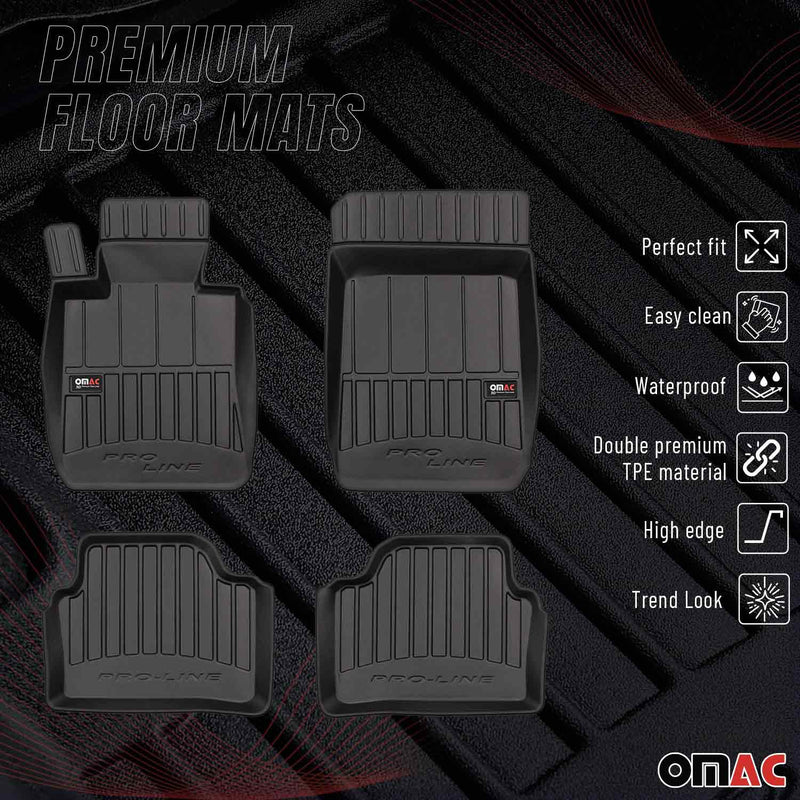 Tappetini in TPE neri per BMW Serie 3 Berlina Touring E90 E91 2004-2012, 4 pezzi