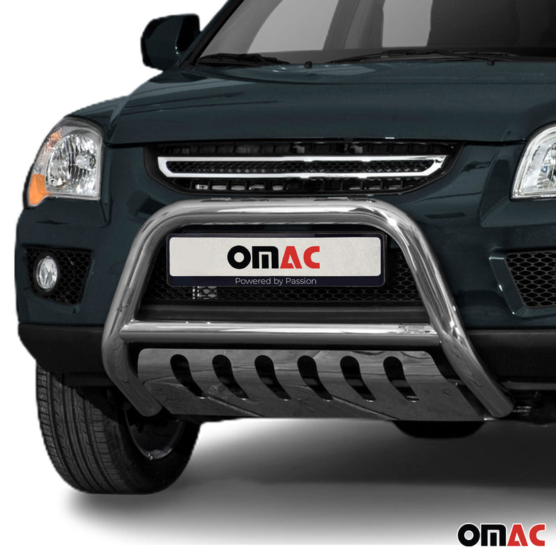 Protezione anteriore per Kia Sportage 2008-2010 con ABE in acciaio inox argento 