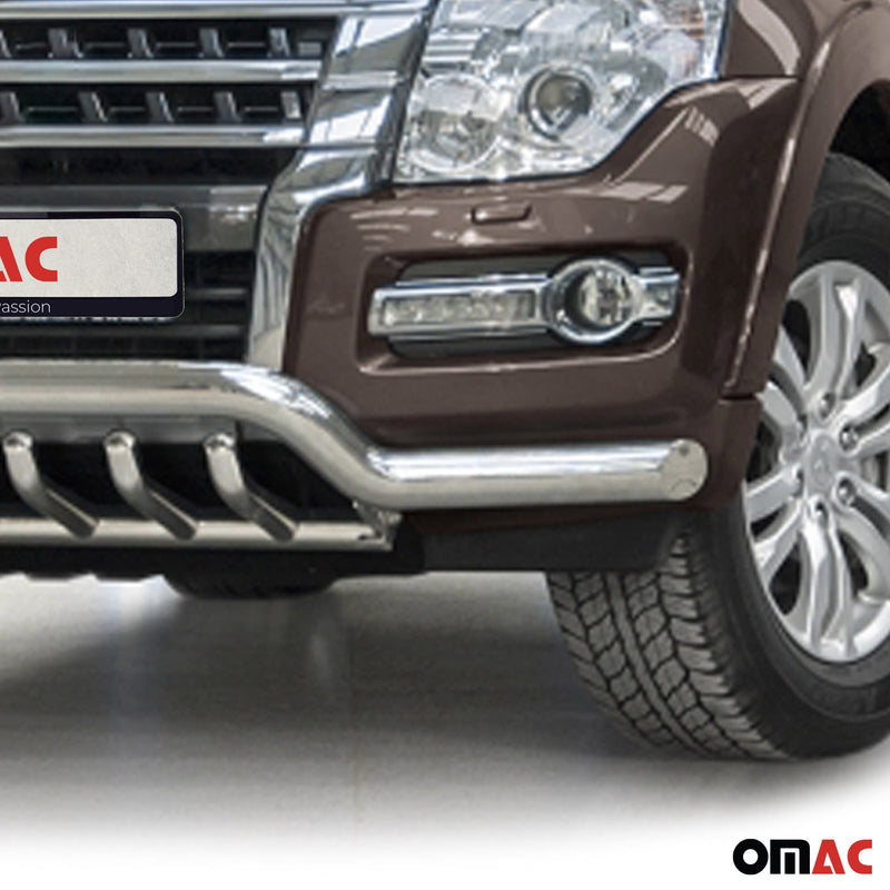 Barra di protezione anteriore per Mitsubishi Pajero 2014-2022 con ABE acciaio argento 