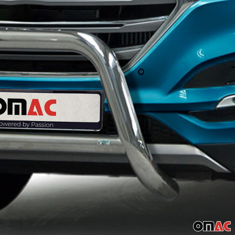 Barra di protezione anteriore per Hyundai Tucson 2015-2020 ABE acciaio argento 