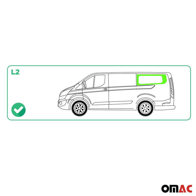 Vetro di sicurezza per finestrino laterale per Ford Transit Custom 2013-2024 Sinistro L2 Nero