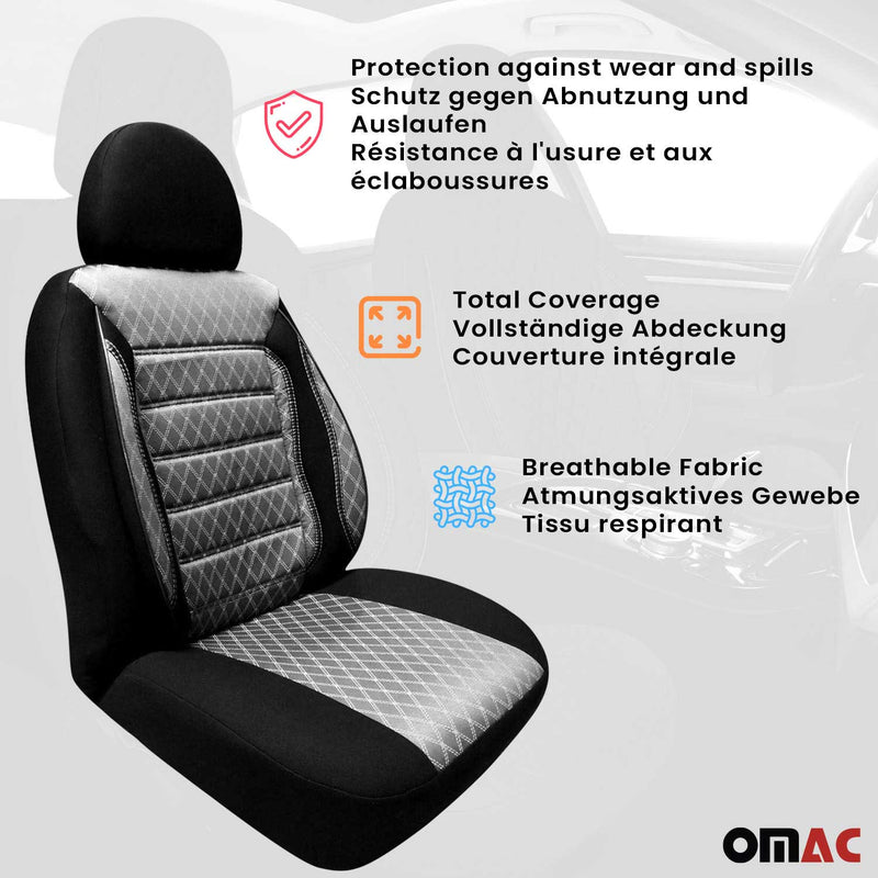 Coprisedili per Fiat Scudo 2007-2024 Grigio Nero 2+1 Anteriori