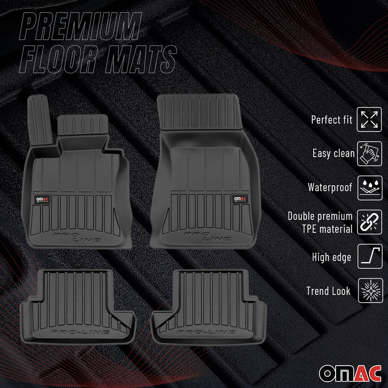 Tappetini in TPE neri per BMW Serie 6 Cabriolet E64 2004-2010, 4 pezzi