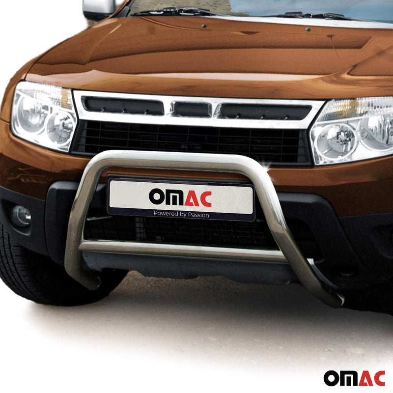 Protezione anteriore per Dacia Duster 2010-2014 acciaio argento con ABE 