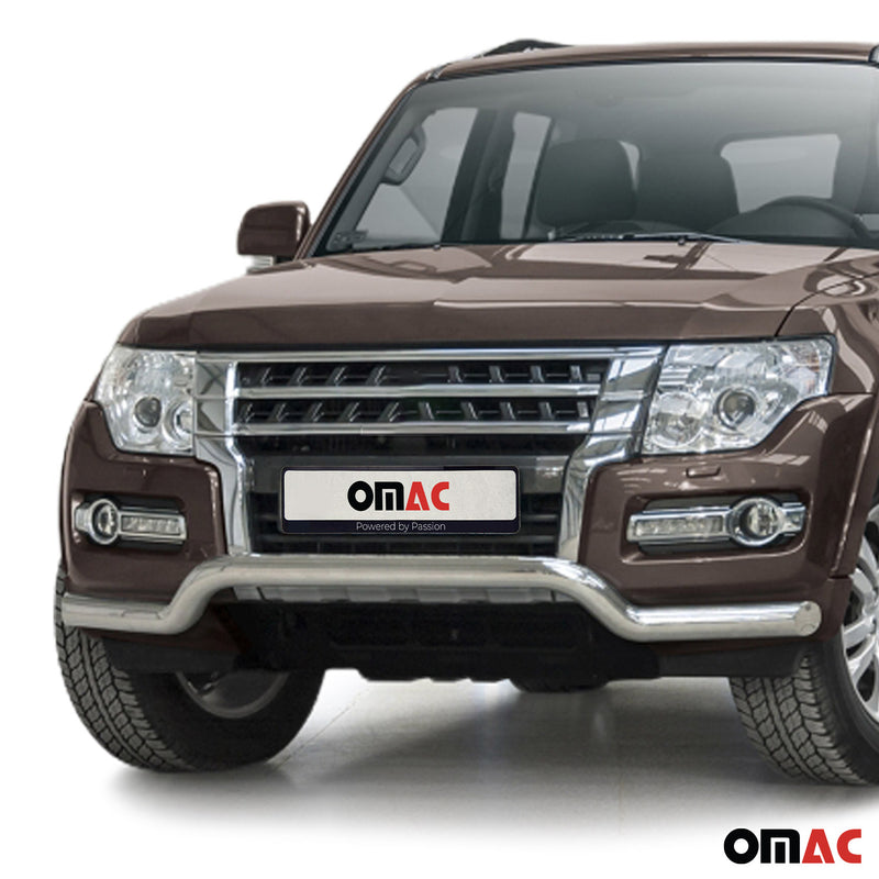 Barra di protezione anteriore per Mitsubishi Pajero 2014-2022 con ABE acciaio argento 