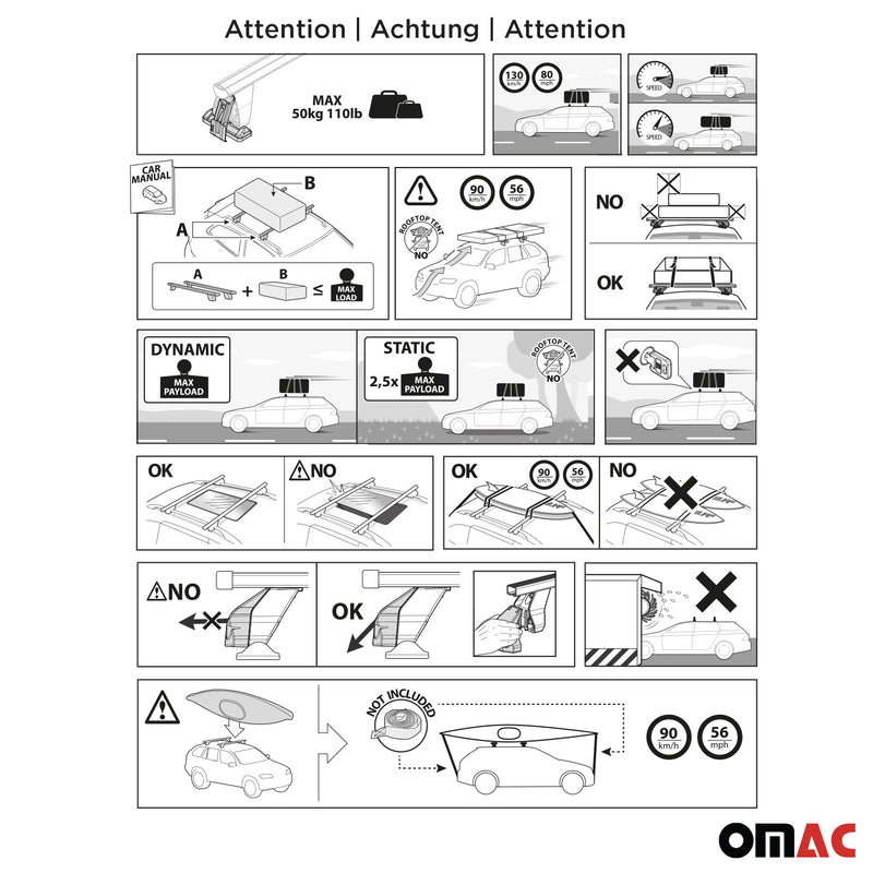 Portapacchi da tetto in acciaio Menabo per Audi A3 8V Sportback 2012-2020 Nero