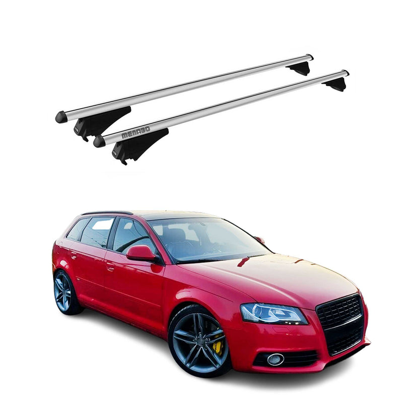 Portapacchi Menabo per Audi A3 Sportback 2004-2012, alluminio argento, 2 pezzi