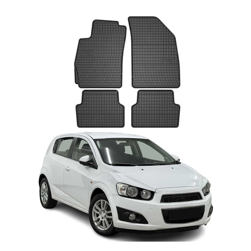 Tappetini in gomma neri per Chevrolet Aveo T300 2011-2016, 4 pezzi