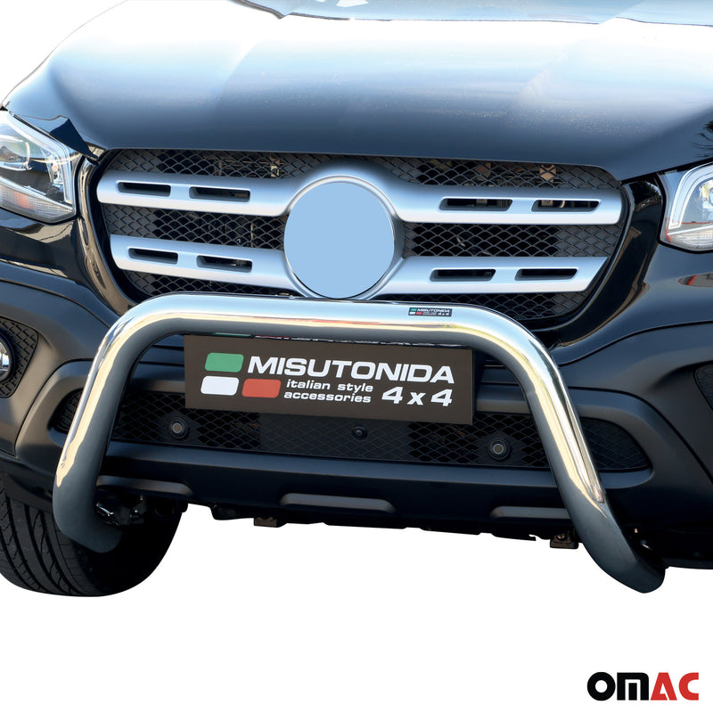Barra di protezione anteriore per Mercedes Classe X 2017-2020 ø76mm acciaio argento