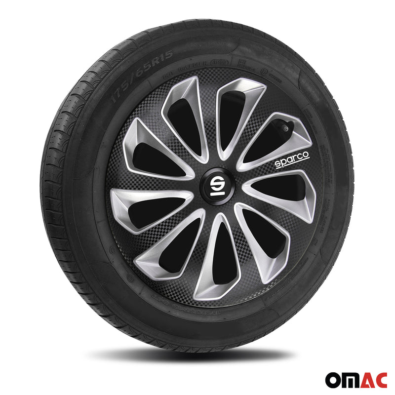 Coprimozzi Sparco 16 pollici Sicilia Nero Carbonio Argento 4 pezzi