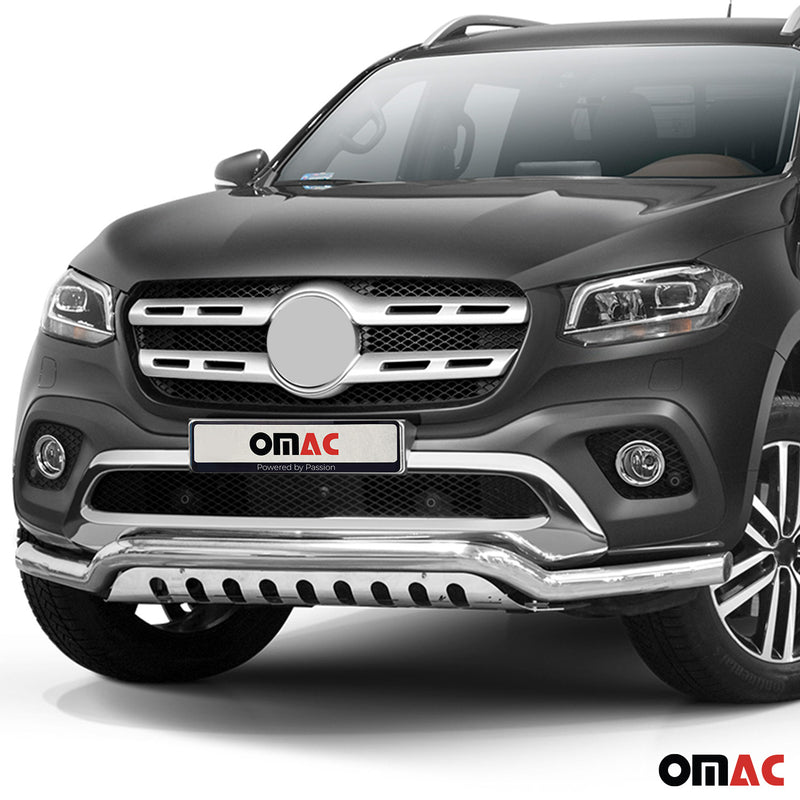 Protezione anteriore per Mercedes Classe X 2017-2020 in acciaio inox ABE argento 