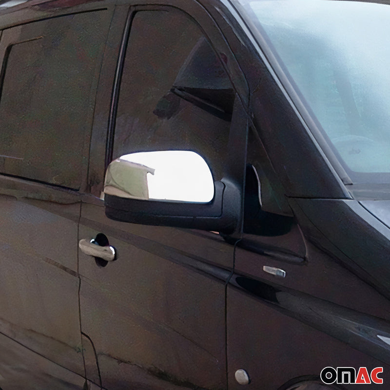 Calotte specchietti retrovisori per Mercedes Vito W639 2010-2014 ABS cromato argento 