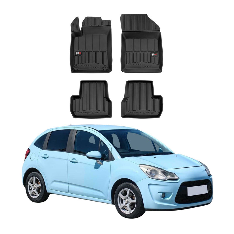 2009-2017 Citroen C3 Fußmatten TPE Schwarz 4 tlg