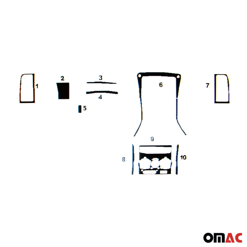 Decorazione interna abitacolo per Citroen Jumper 2002-2006 look Piano Black 10 pezzi 