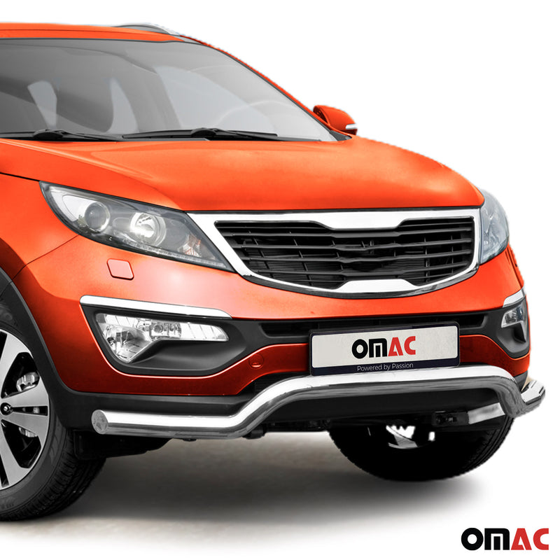 Barra di protezione anteriore per Kia Sportage 2010-2015 in acciaio ABE argento 