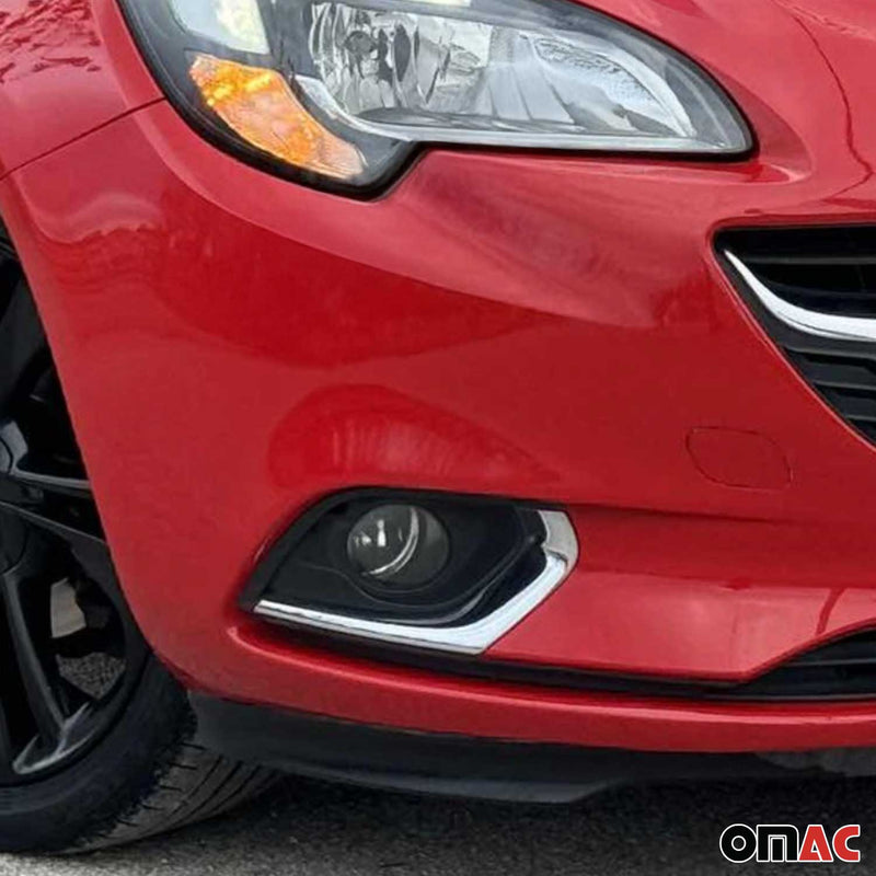 Cornice per fendinebbia per Opel Corsa 2015-2019 in acciaio inox argento 2x