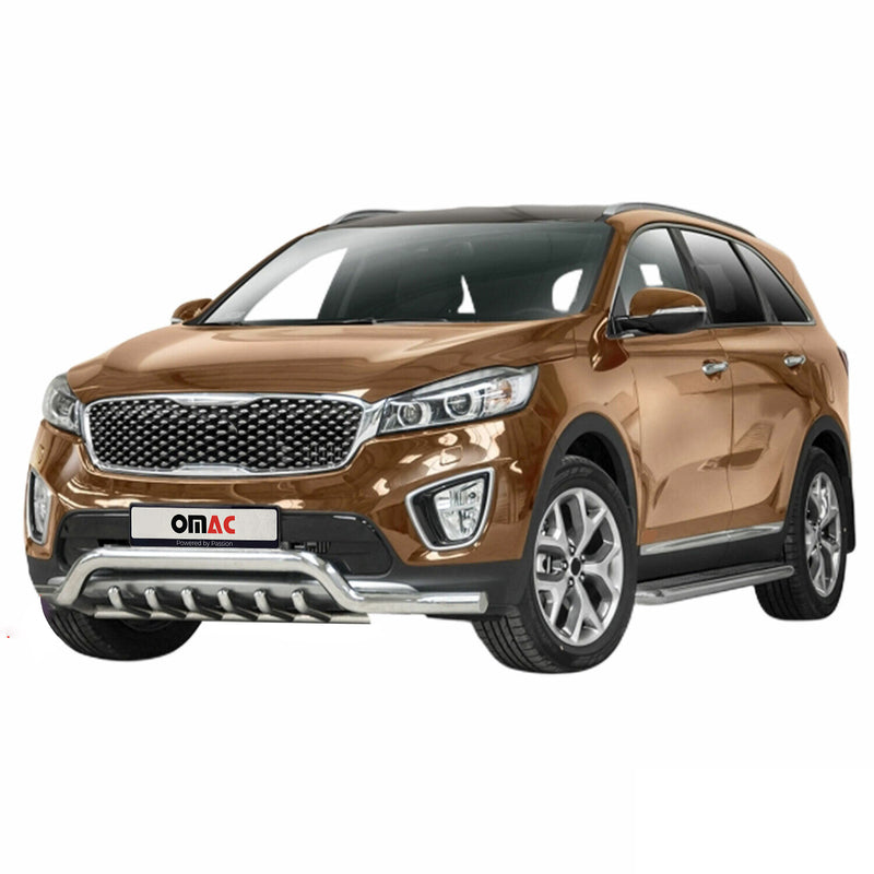 Barra di protezione anteriore per Kia Sorento 2015-2018 bassa con ABE in acciaio argento 