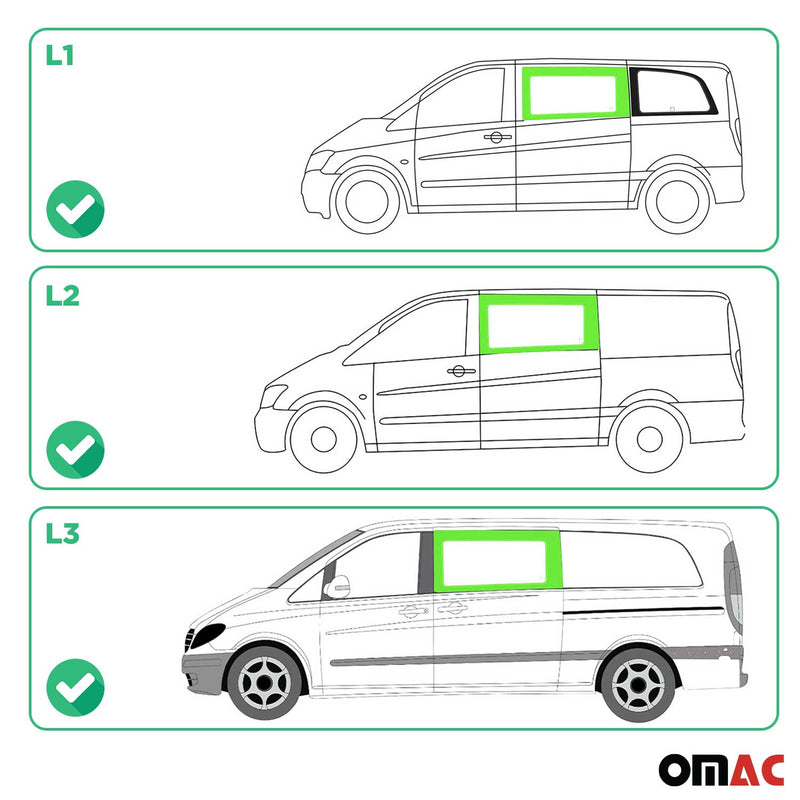 Finestrino laterale per auto per Mercedes Vito W639 2003-2014 anteriore sinistro L1 L2 L3
