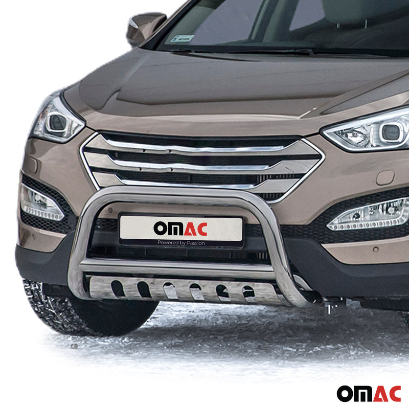 Protezione anteriore per Hyundai Santa Fe 2012-2018 ABE acciaio inox argento 