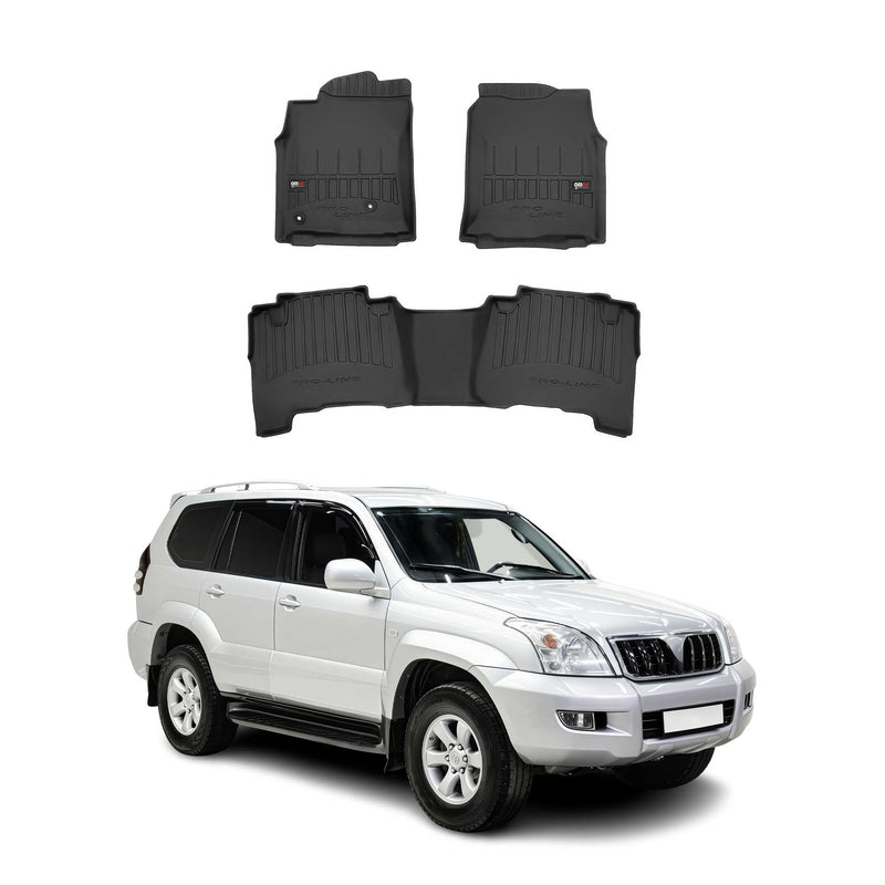 Tappetini in TPE neri per Toyota Land Cruiser J120 2002-2010, 3 pezzi