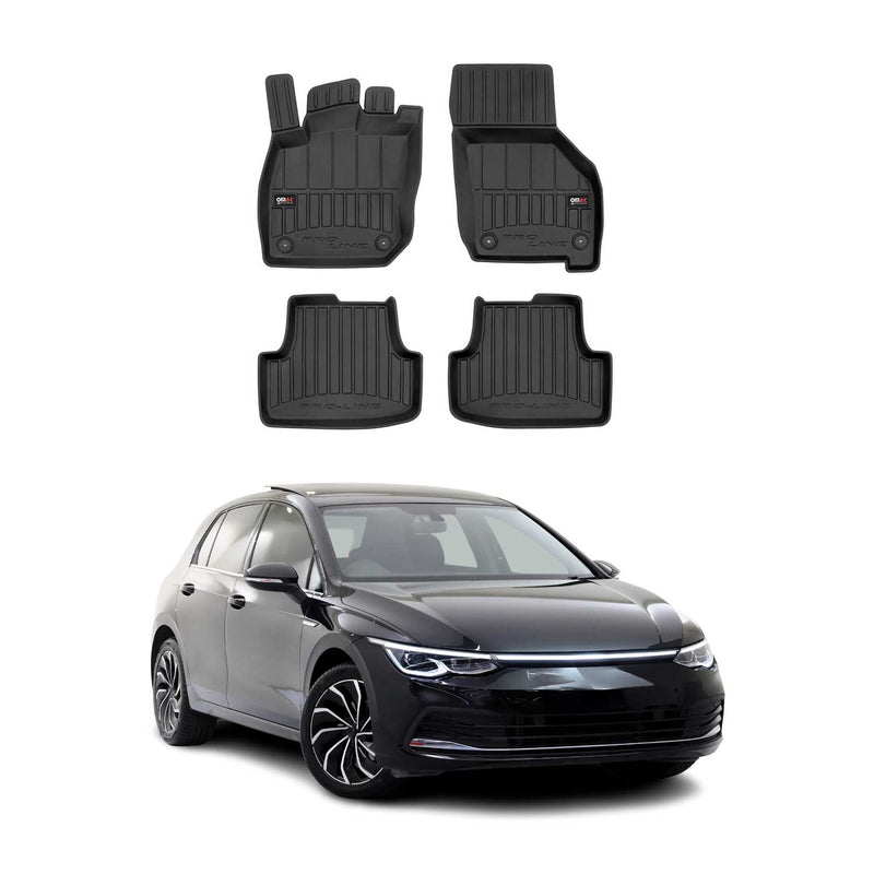 Tappetini VW Golf Mild Hybrid 2020-2025 in TPE nero, 4 pezzi