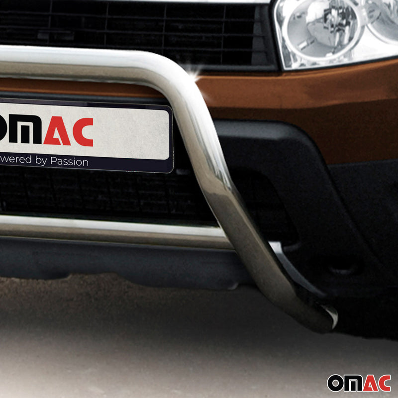Protezione anteriore per Dacia Duster 2010-2014 acciaio argento con ABE 