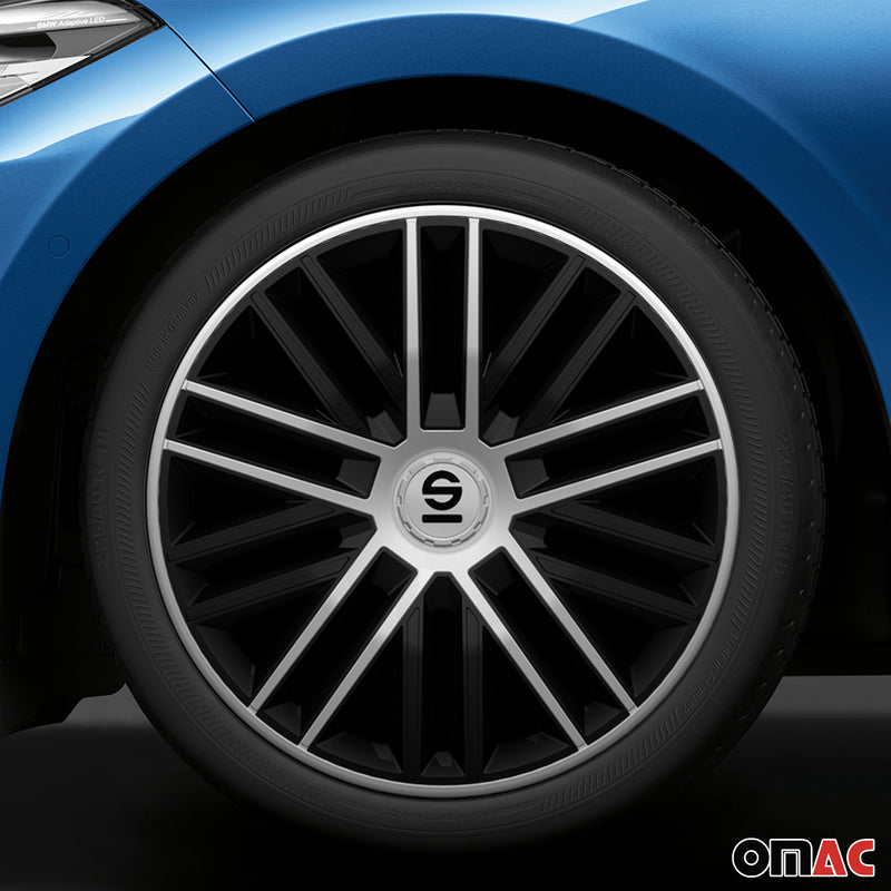 Coprimozzi Sparco 16 pollici Bergamo Nero Argento 4 pezzi