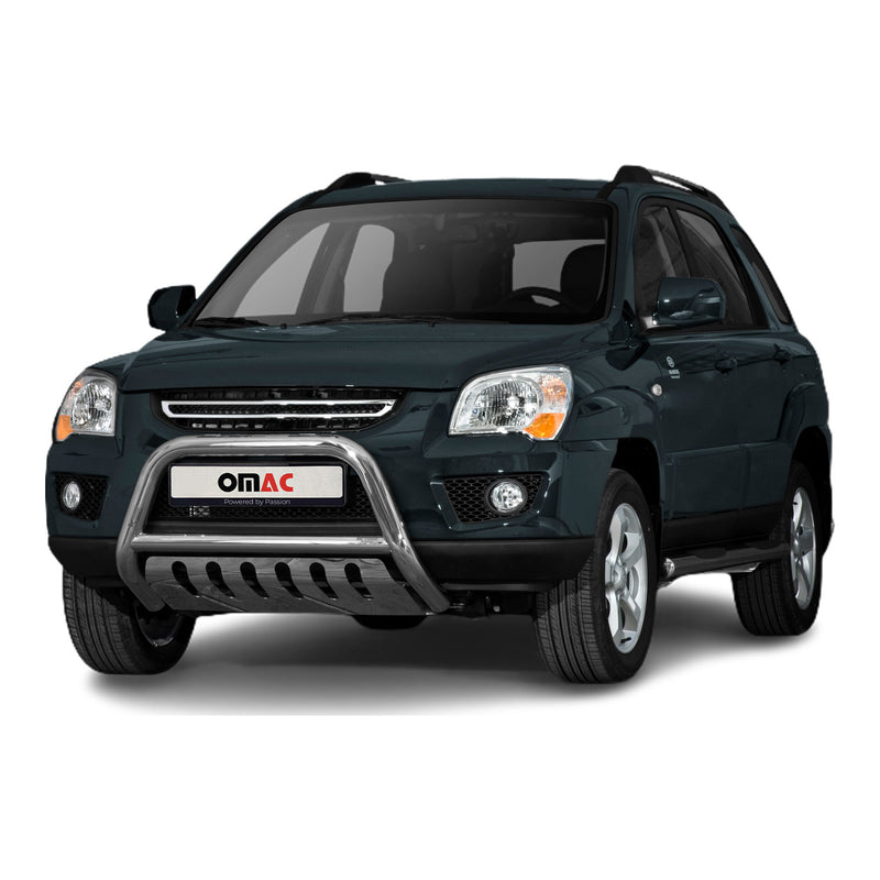 Protezione anteriore per Kia Sportage 2008-2010 con ABE in acciaio inox argento 