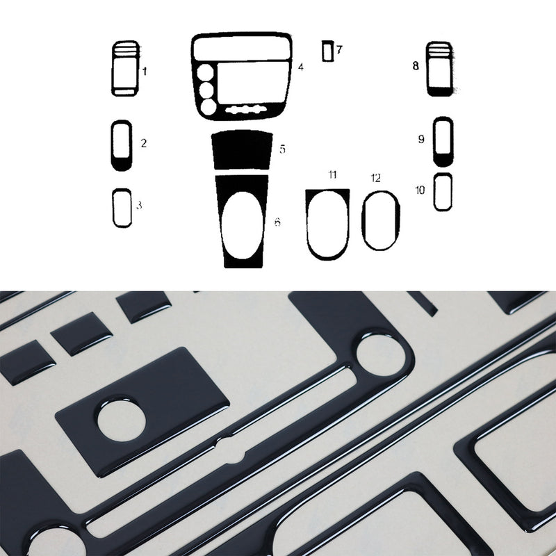 Decorazione interna cruscotto per Honda Civic 2001-2006 Piano Black Look 12 pezzi 