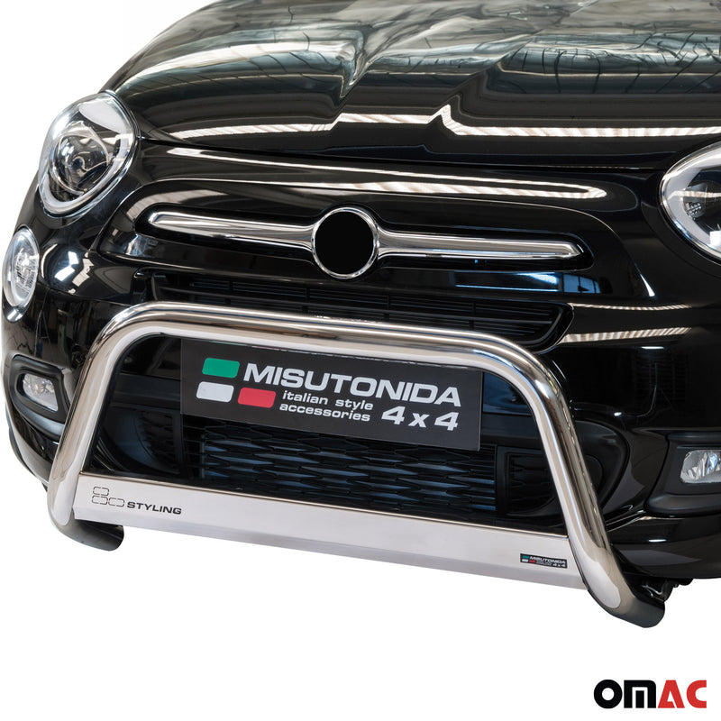 Protezione anteriore per Fiat 500X 2014-2018 ø63mm acciaio argento 