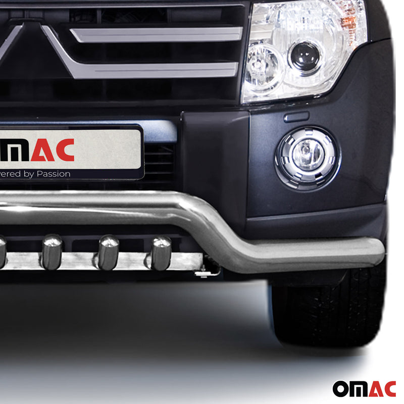 Barra di protezione anteriore per Mitsubishi Pajero 2007-2014 con ABE acciaio argento 