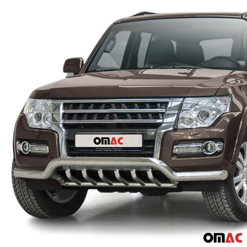 Barra di protezione anteriore per Mitsubishi Pajero 2014-2022 con ABE acciaio argento 