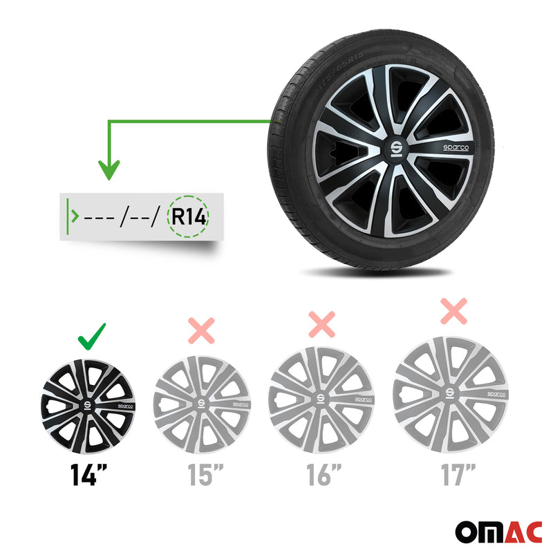 Coprimozzi Sparco 14 pollici Palermo Nero 4 pezzi