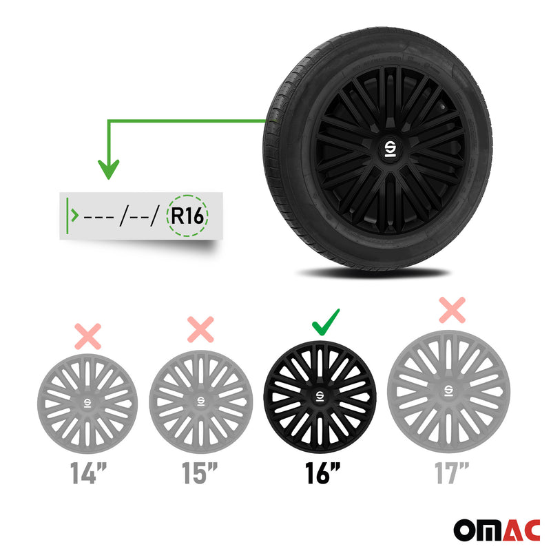 Coprimozzi Sparco 16 pollici Bergamo Nero 4 pezzi
