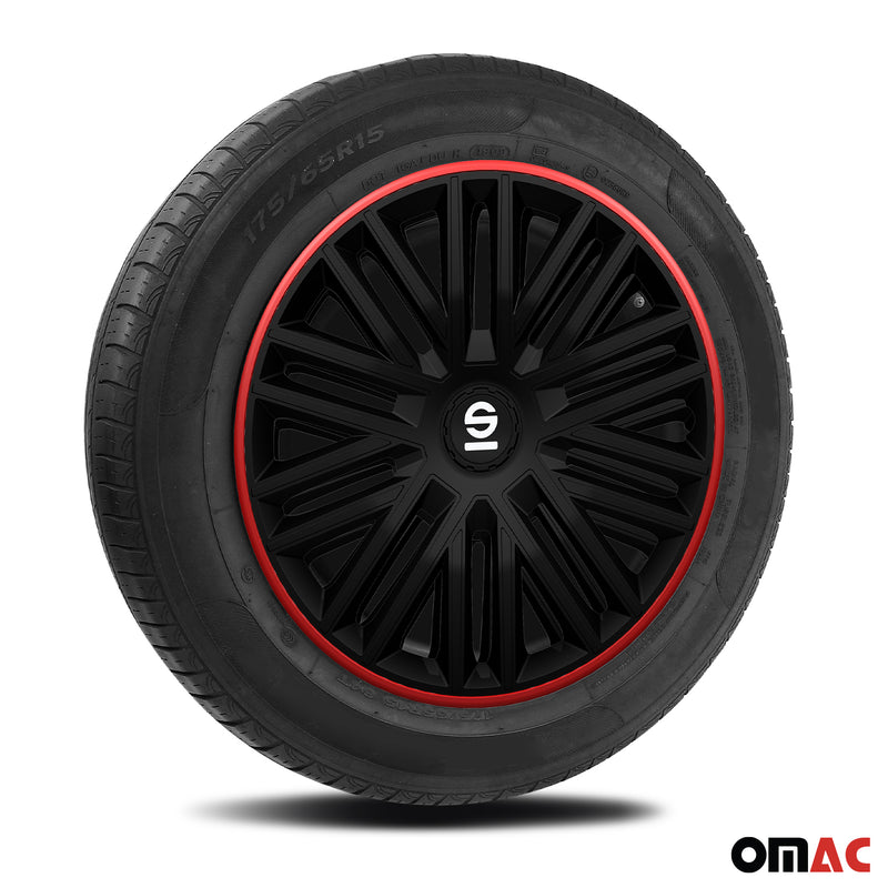 Coprimozzi Sparco 16 pollici Bergamo Nero Rosso 4 pezzi