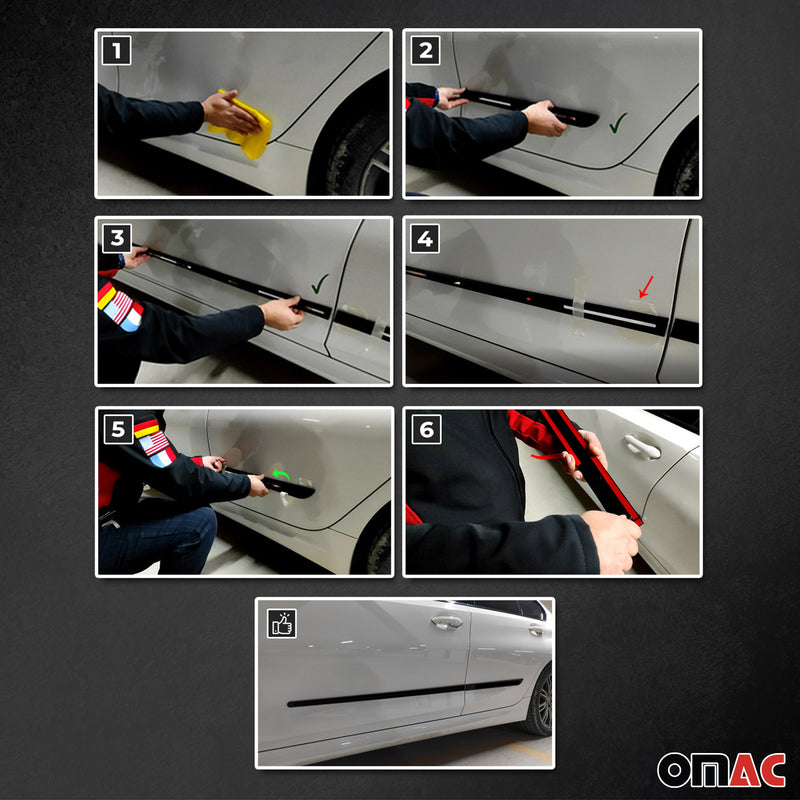 Striscia di protezione per portiera laterale, strisce di protezione per portiera per Fiat Linea ABS Nero Opaco 4x